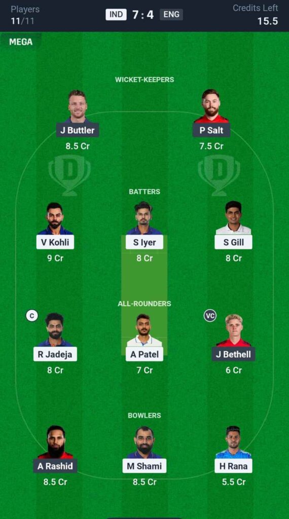 IND vs ENG Dream11 Prediction in Hindi